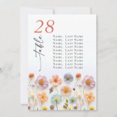 Pastel Pink Boho Fleur sauvage Numéro de table du  (Devant)