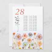 Pastel Pink Boho Fleur sauvage Numéro de table du  (Dos)
