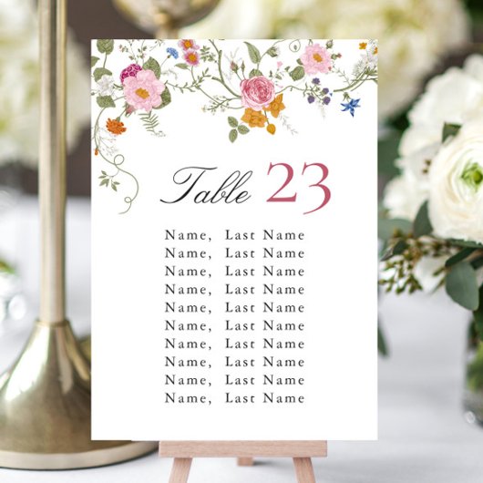 Pastel Pink Boho Fleur sauvage Numéro de table du