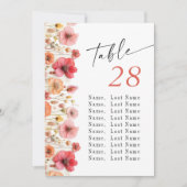 Pastel Pink Boho Fleur sauvage Numéro de table du (Devant)