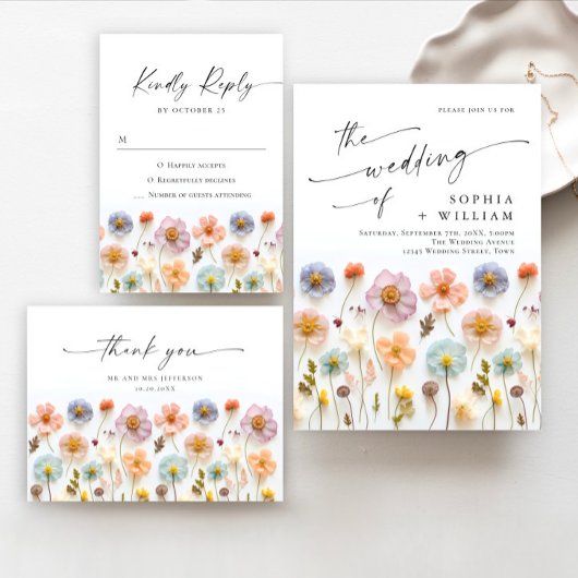 Pastel Pink Boho Wild Flowers Vrijgezellenfeest Kaart