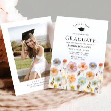 Pastel Pink Boho Wildflowers Afstudeerfeest