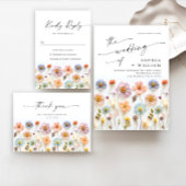 Pastel Pink Boho Wildflowers Engagement Party Kaart