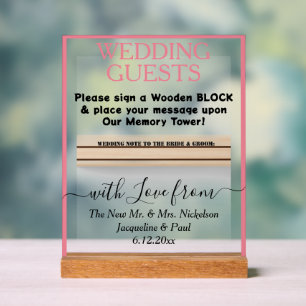 Pastel Pink Bois Invité Nom du bloc du livre Clair