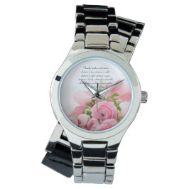Pastel Pink Bouquet of Flowers Bible Verse Horloge