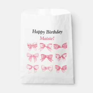 Pastel Pink Bow Birthday Treat Bag Bedankzakje