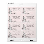 Pastel Pink Bunny Spring Retouradres Etiket (Full Sheet)