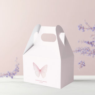 "Pastel Pink Butterfly Baby shower Bedankdoosjes