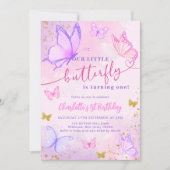 Pastel Pink Butterfly Invitation d'anniversaire (Devant)