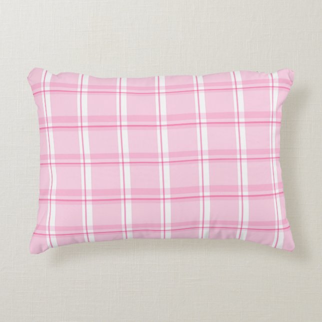 Pastel Pink Checkered Accent Kussen (Voorkant)