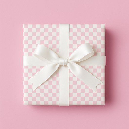 Pastel Pink Checkered Wrapping Paper Cadeaupapier