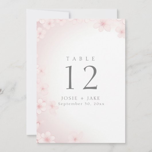 Pastel Pink Cherry Blossom mariage numéro de table (Devant)