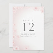 Pastel Pink Cherry Blossom mariage numéro de table (Dos)