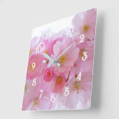 Pastel Pink Cherry Blossom Vierkante Klok (Hoek)