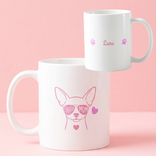 Pastel Pink Chihuahua Custom Name Dog Mom Mug