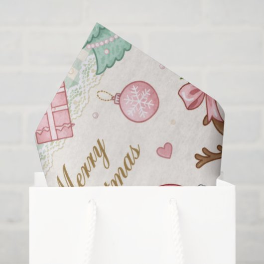 Pastel Pink Christmas Delight Tissuepapier (Cadeauzakje)