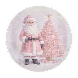 Pastel Pink Christmas Santa Cutting Board Snijplank