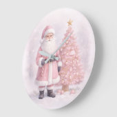 Pastel Pink Christmas Santa  Grote Klok (Hoek)