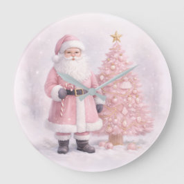 Pastel Pink Christmas Santa  Grote Klok