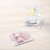 Pastel Pink Christmas Santa  Kartonnen Onderzetters (Insitu)