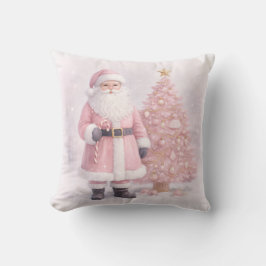 Pastel Pink Christmas Santa  Kussen