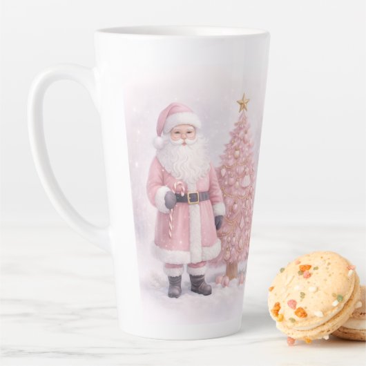Pastel Pink Christmas Santa  Latte Mok (In situ)