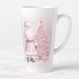 Pastel Pink Christmas Santa  Latte Mok