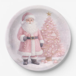 Pastel Pink Christmas Santa  Papieren Bordje