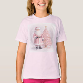 Pastel Pink Christmas Santa  T-shirt