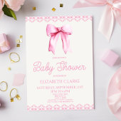 Pastel Pink Coquette Bow Baby shower Invitation