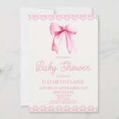 Pastel Pink Coquette Bow Baby shower Invitation (Devant)