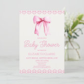 Pastel Pink Coquette Bow Baby shower Invitation (Debout devant)