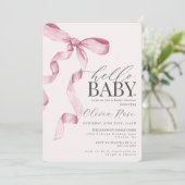 Pastel Pink Coquette Bow fille Invitation Baby sho (Debout devant)