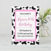 Pastel Pink Cow Print Party Invitation (Debout devant)