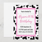 Pastel Pink Cow Print Party Invitation (Devant / Derrière)