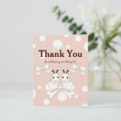 Pastel Pink Cute Twin Bunny Carte de remerciements (Debout devant)