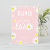 Pastel Pink Daisy 2e verjaardag Boho White Kaart (Staand voorkant)