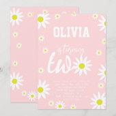 Pastel Pink Daisy 2e verjaardag Boho White Kaart (Voorkant / Achterkant)