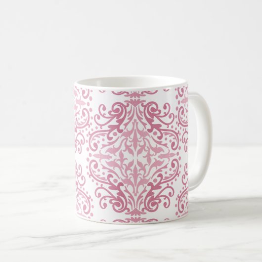 Pastel Pink Damask Café Mug (Devant droit)