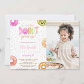 Pastel Pink Donut Anniversaire Invitations avec ph (Devant)