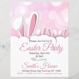 Pastel Pink Easter Bunny Ears Party Uitnodiging