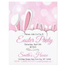 Pastel Pink Easter Bunny Ears Party Uitnodiging