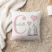 Pastel Pink Elephant Personalized Baby Girl Pillow Kussen (Deken)