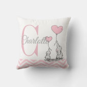 Pastel Pink Elephant Personalized Baby Girl Pillow Kussen (Achterkant)