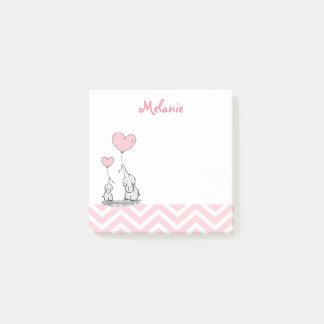 Pastel Pink Elephant Personalized Baby Girl Post-it® Notes