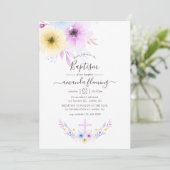 Pastel Pink en Blue Floral Baptisme Kaart (Staand voorkant)