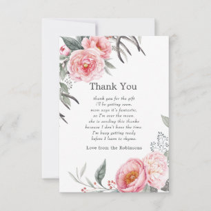 Pastel Pink en Gray Boho Floral Baby shower Bedankkaart