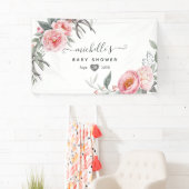Pastel Pink en Gray Boho Floral Baby shower Spandoek (Insitu)