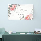 Pastel Pink en Gray Boho Floral Baby shower Spandoek (Beurs)