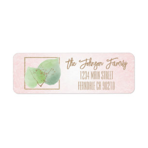 Pastel Pink et Eucalyptus Adresse Retour Étiquette